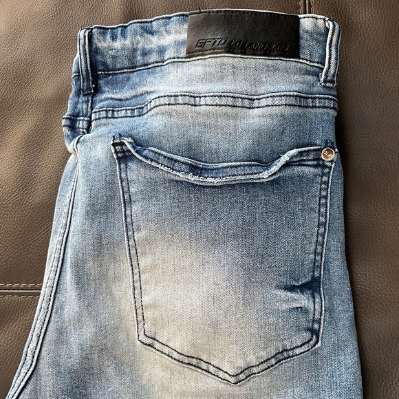 GFTD LA LONZO Men 40x32 Grunge Streetwear Skull Cross Alt Distressed Jeans Blue - Picture 6 of 12